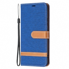 Flip Case Für Samsung Galaxy S22 Plus 5G Mit Kordel Armband In Stoff- Und Lederoptik