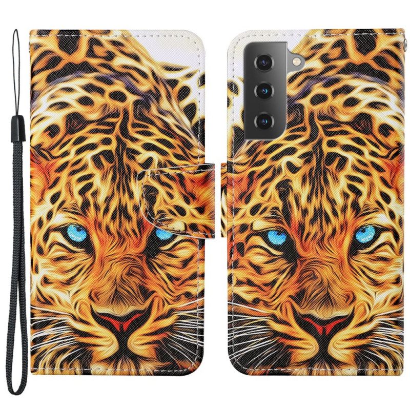 Flip Case Für Samsung Galaxy S22 Plus 5G Tiger Mit Schlüsselband