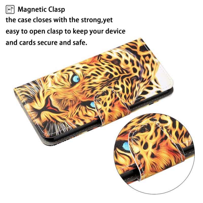 Flip Case Für Samsung Galaxy S22 Plus 5G Tiger Mit Schlüsselband