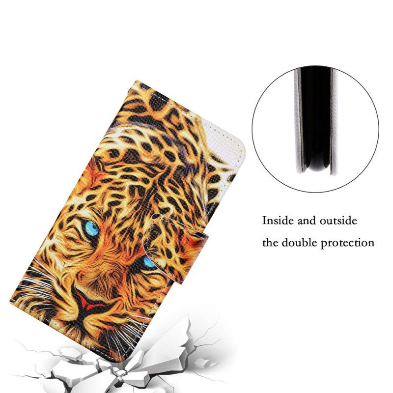 Flip Case Für Samsung Galaxy S22 Plus 5G Tiger Mit Schlüsselband