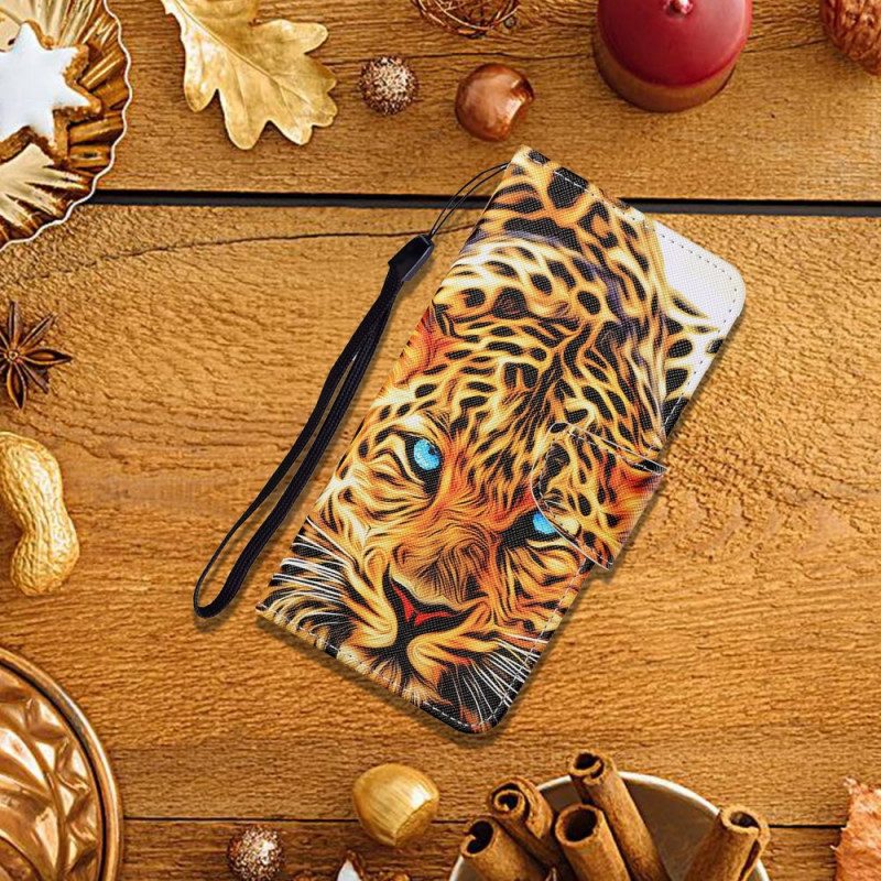 Flip Case Für Samsung Galaxy S22 Plus 5G Tiger Mit Schlüsselband