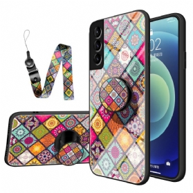 Hülle Für Samsung Galaxy S22 Plus 5G Patchwork-magnethalter