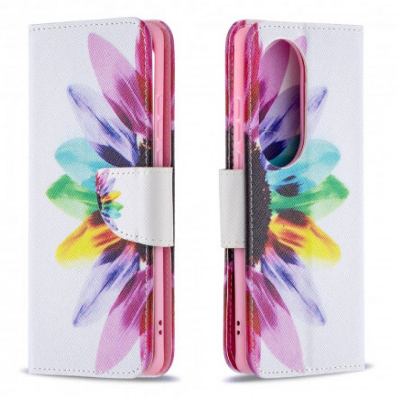 Flip Case Für Huawei P50 Pro Aquarellblume