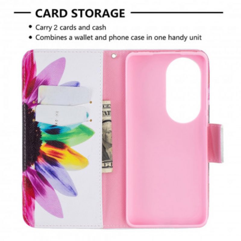 Flip Case Für Huawei P50 Pro Aquarellblume