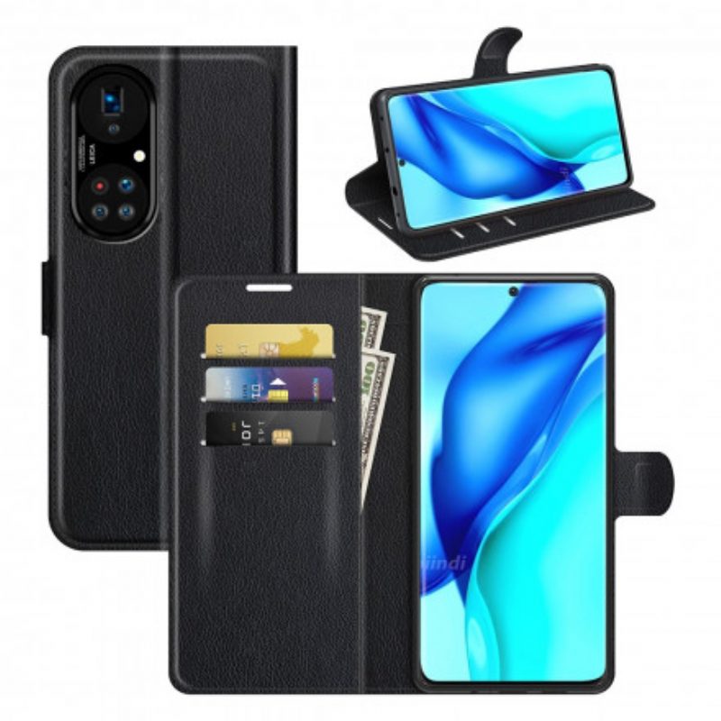 Flip Case Für Huawei P50 Pro Klassischer Litschi-lederstil