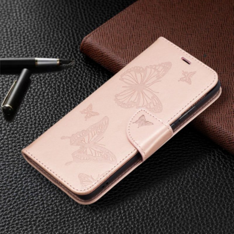 Flip Case Für Huawei P50 Pro Flip Case Schmetterlinge Und Schräge Klappe