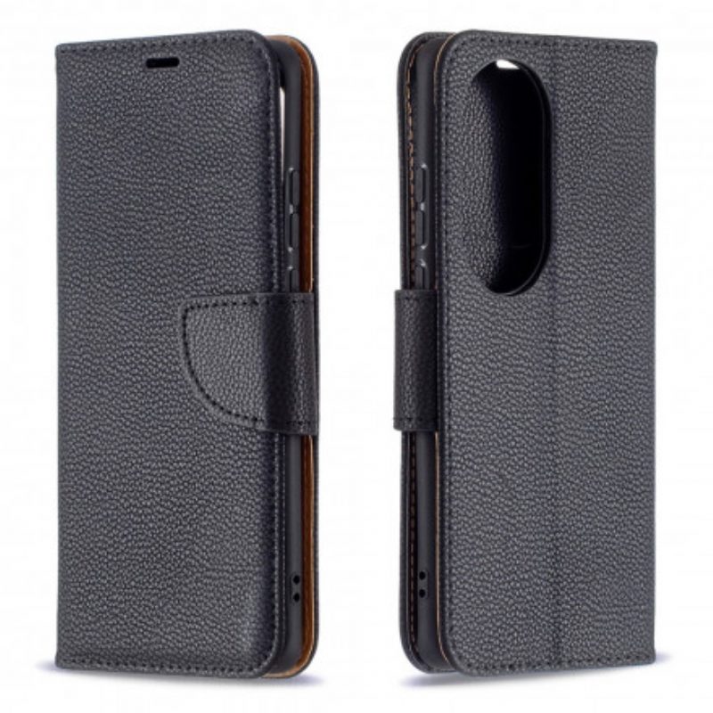 Lederhüllen Für Huawei P50 Pro Flip Case Lychee Rabat Oblique