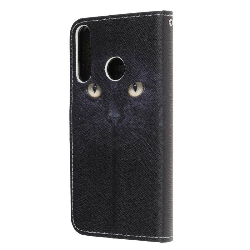 Flip Case Für Huawei P40 Lite E Mit Kordel Riemchenförmige Schwarze Katzenaugen