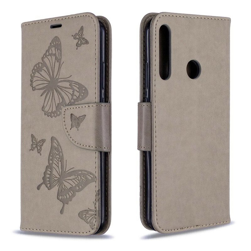 Lederhüllen Für Huawei P40 Lite E Flip Case Schmetterlinge Und Schräge Klappe