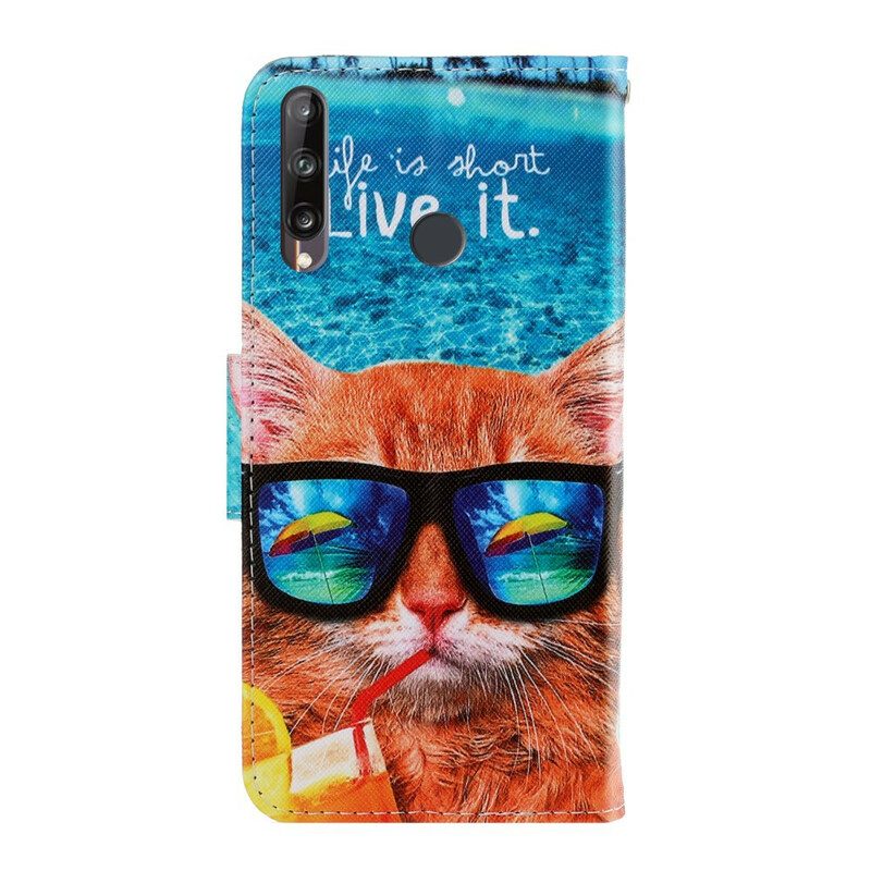 Lederhüllen Für Huawei P40 Lite E Mit Kordel Cat Live It Strappy