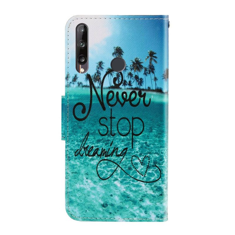 Lederhüllen Für Huawei P40 Lite E Mit Kordel Never Stop Dreaming Navy Strappy