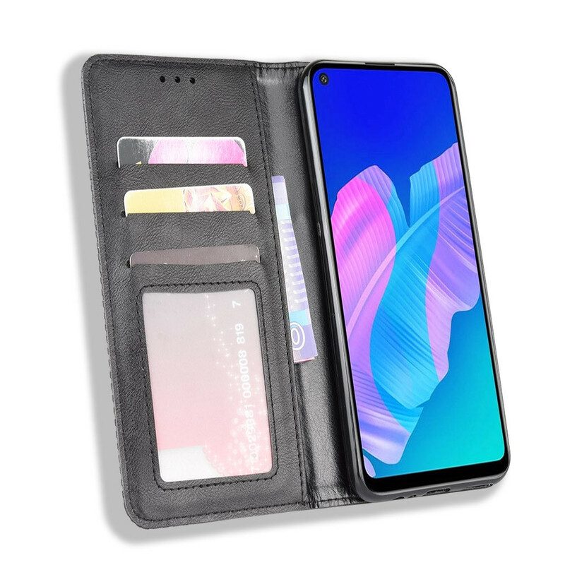 Schutzhülle Für Huawei P40 Lite E Flip Case Stilisierter Vintage-ledereffekt