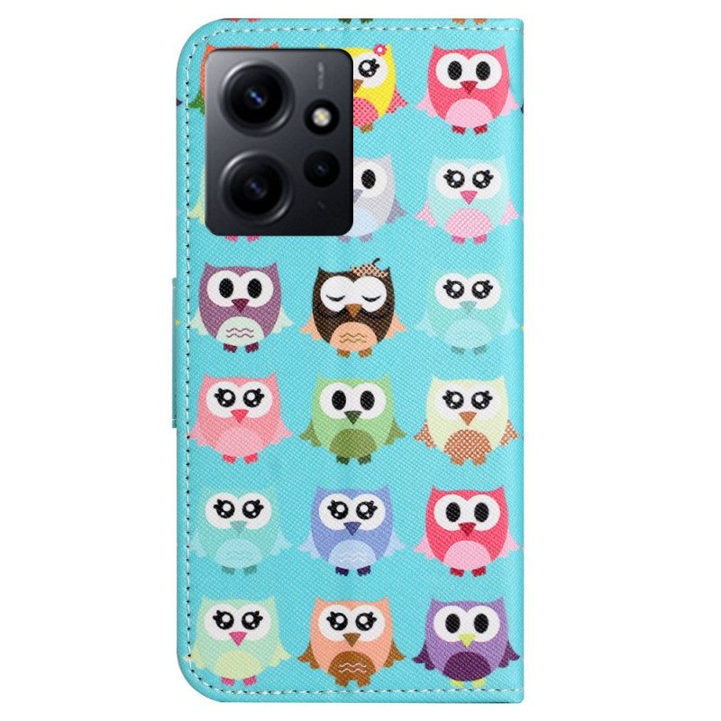 Flip Case Für Xiaomi Redmi Note 12 4G Eulen