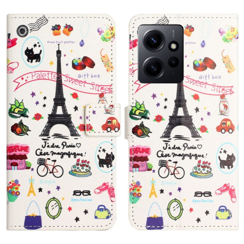 Flip Case Für Xiaomi Redmi Note 12 4G Ich Liebe Paris