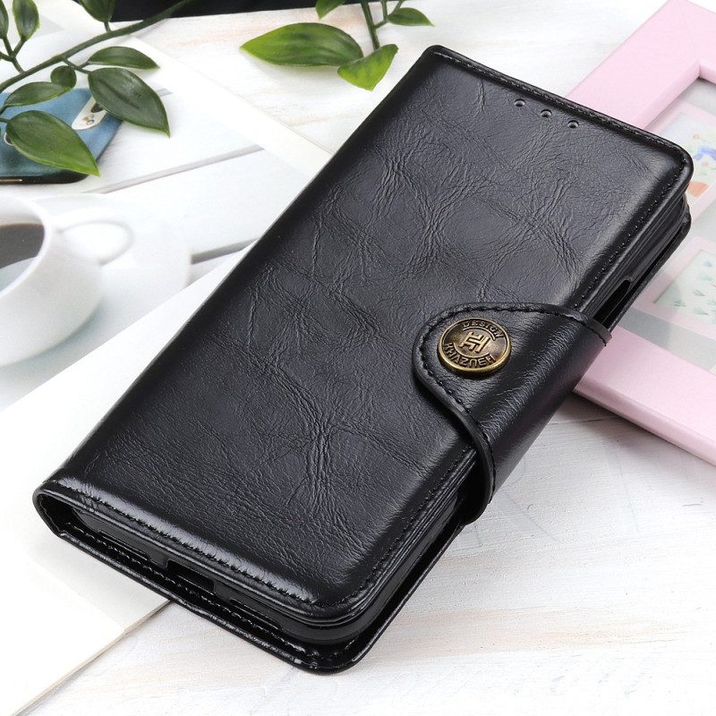 Flip Case Für Xiaomi Redmi Note 12 4G Khazneh-knopf Aus Lacklederimitat