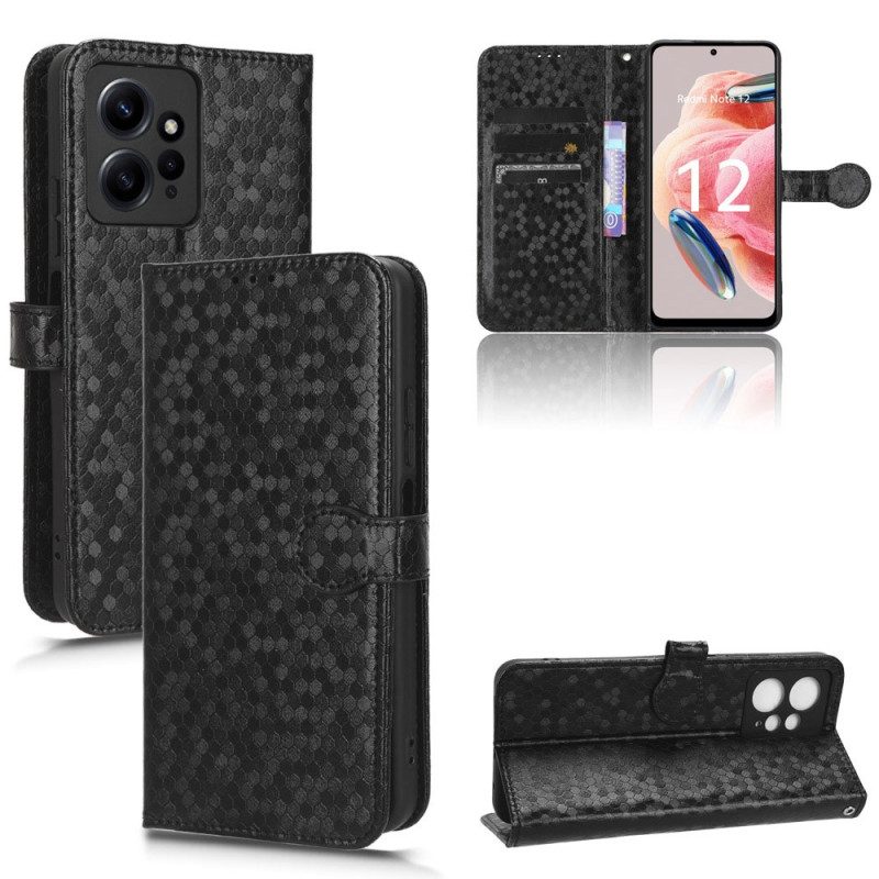 Flip Case Für Xiaomi Redmi Note 12 4G Mit Kordel 3d-riemchendesign