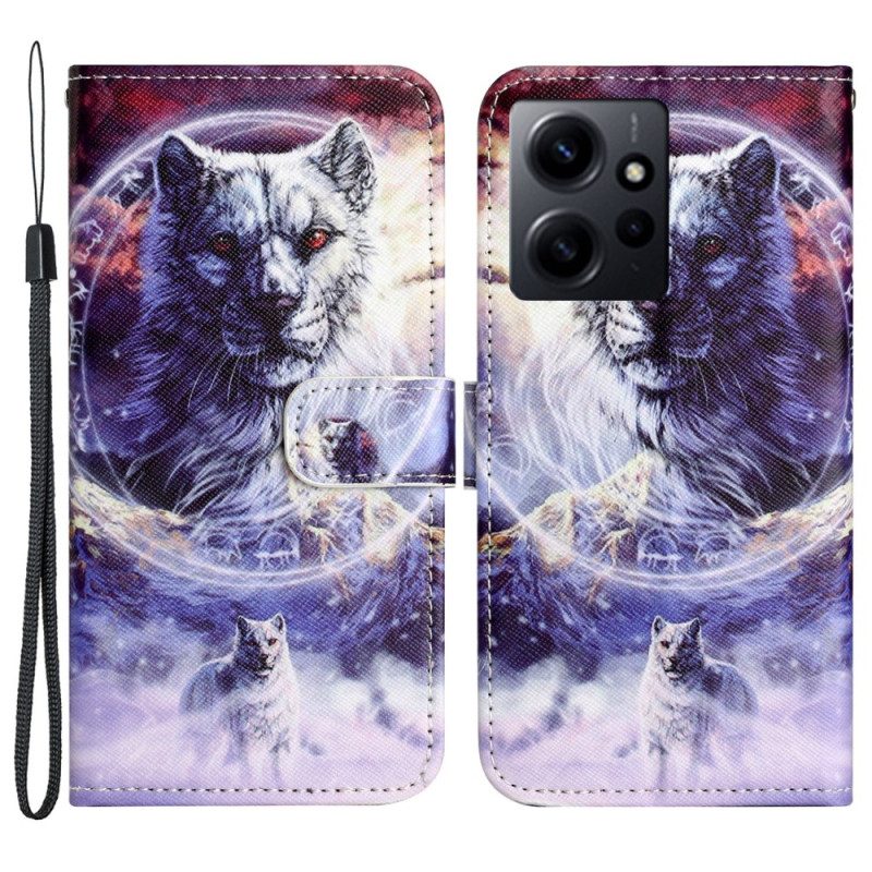 Flip Case Für Xiaomi Redmi Note 12 4G Mit Kordel Riemchenschneewolf