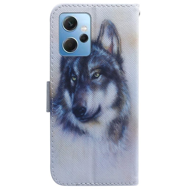 Lederhüllen Für Xiaomi Redmi Note 12 4G Aquarell-wolf