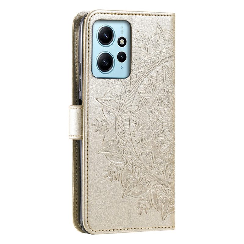 Lederhüllen Für Xiaomi Redmi Note 12 4G Mandala-sonne Mit Schlüsselband