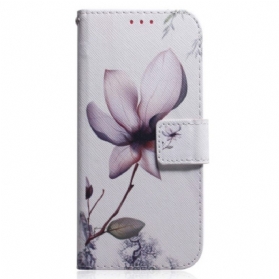 Lederhüllen Für Xiaomi Redmi Note 12 4G Pinke Blume