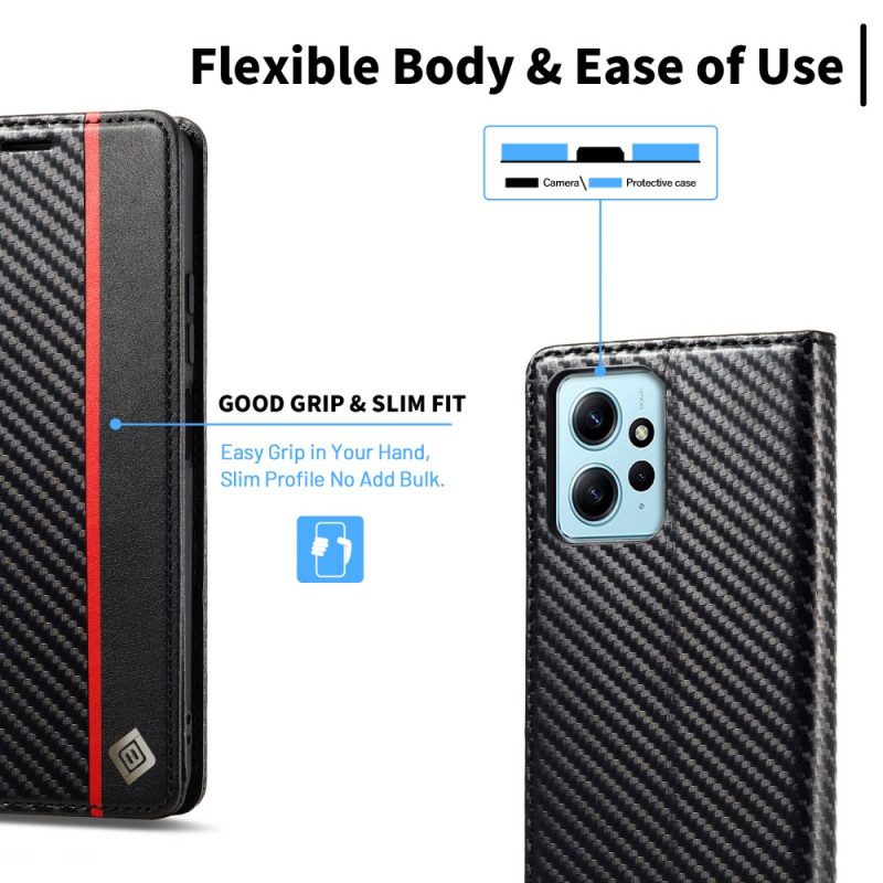 Schutzhülle Für Xiaomi Redmi Note 12 4G Flip Case Kohlefaser Lc.imeeke