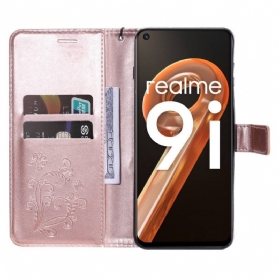 Flip Case Für Realme 9i Mit Kordel Riesiger Riemchenschmetterling