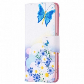 Flip Case Für Realme 9i Schmetterling Und Pastellblumen