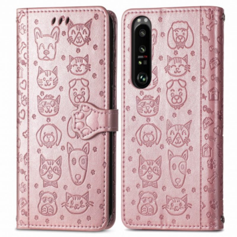 Flip Case Für Sony Xperia 1 III Animierte Tiere