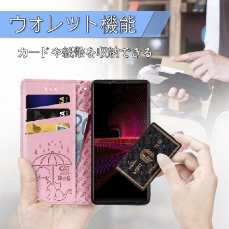 Flip Case Für Sony Xperia 1 III Animierte Tiere