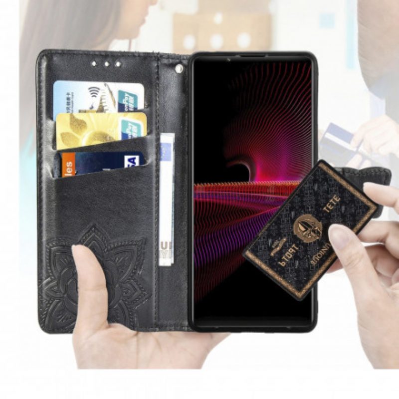 Flip Case Für Sony Xperia 1 III Halbe Schmetterlinge