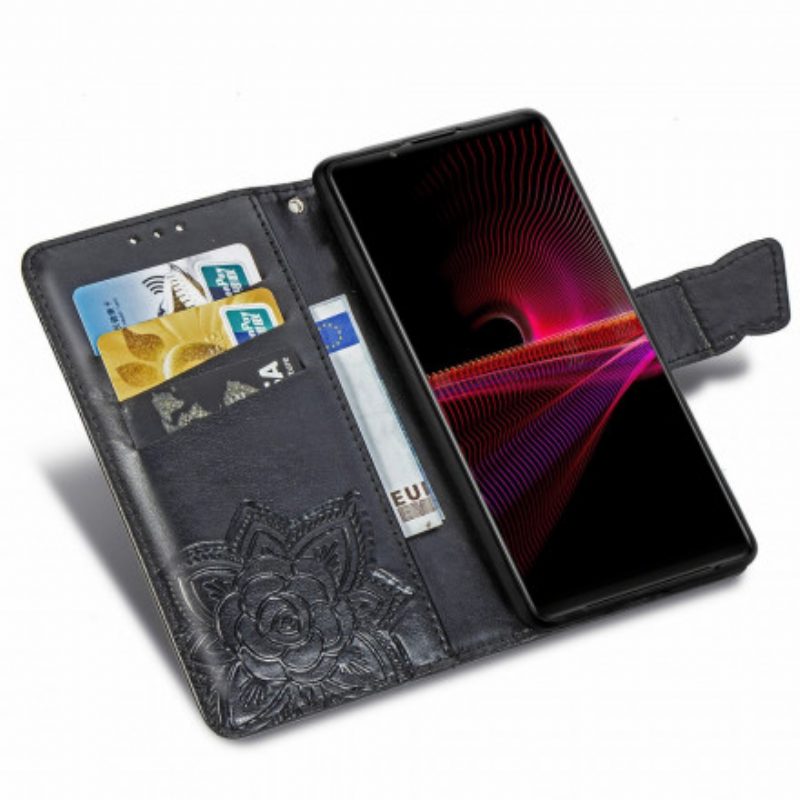 Flip Case Für Sony Xperia 1 III Halbe Schmetterlinge