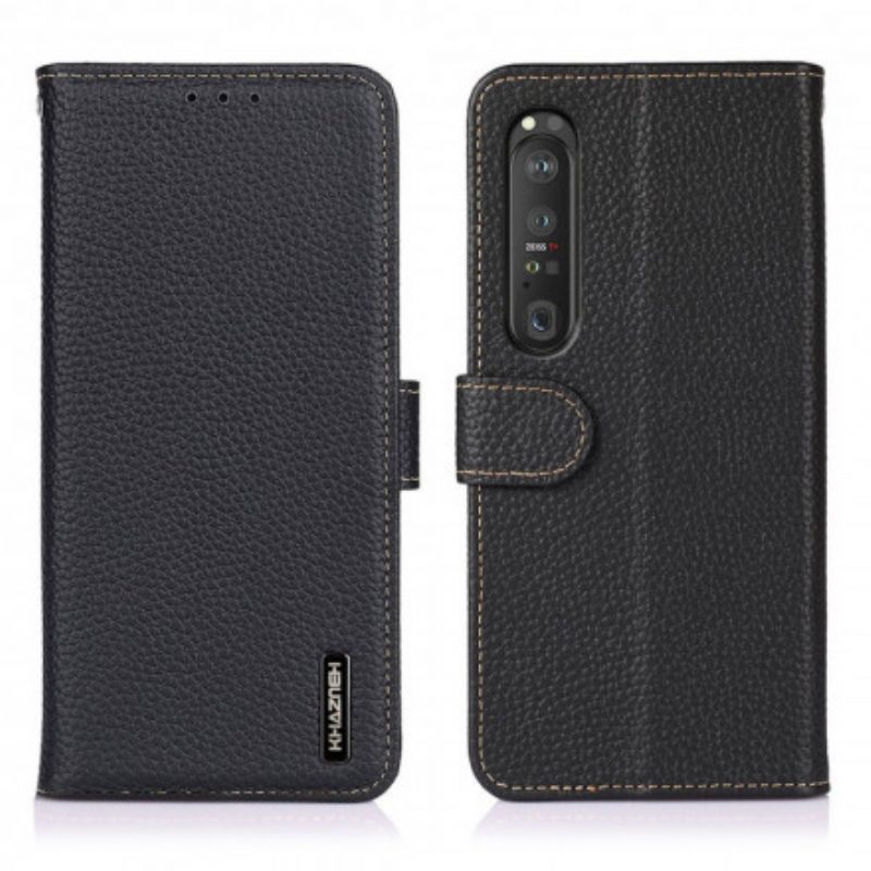 Flip Case Für Sony Xperia 1 III Khazneh Litschi-leder