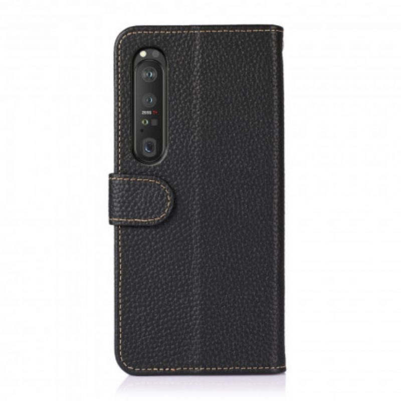 Flip Case Für Sony Xperia 1 III Khazneh Litschi-leder