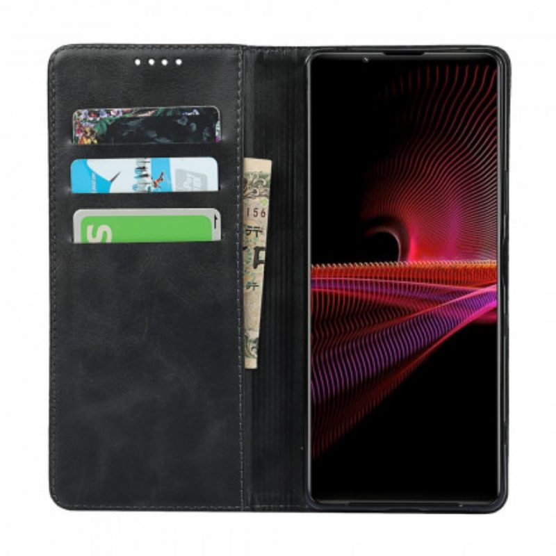 Schutzhülle Für Sony Xperia 1 III Flip Case Klassisches Echtleder