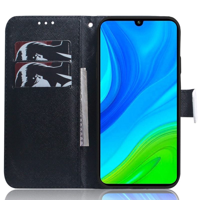 Flip Case Für Poco X4 Pro 5G Mit Kordel Graue Katze Mit Riemen