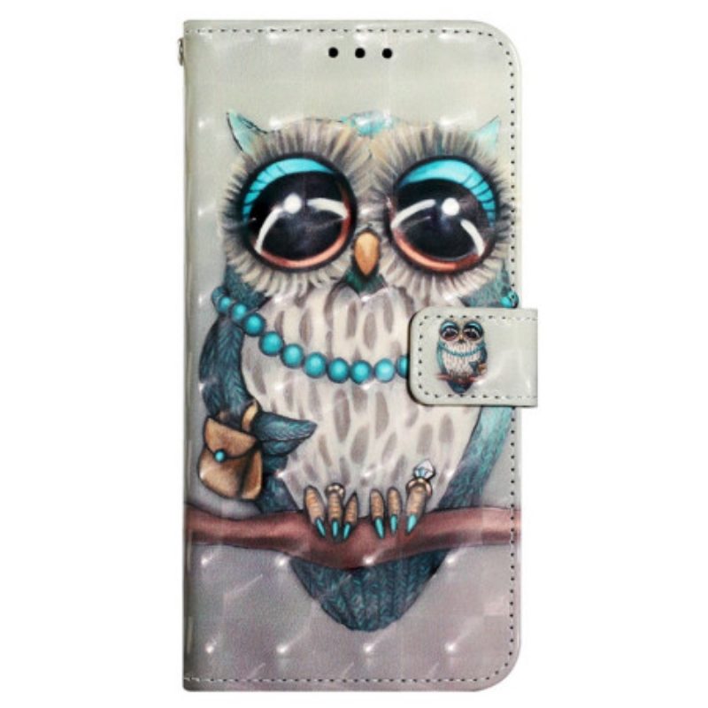 Flip Case Für Poco X4 Pro 5G Mit Kordel Miss Owl Mit Riemen