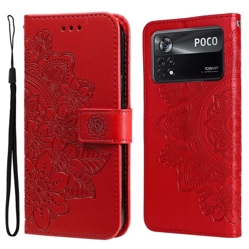 Flip Case Für Poco X4 Pro 5G Mit Kordel Riemchen-mandala