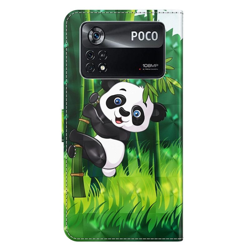 Flip Case Für Poco X4 Pro 5G Mit Kordel Riemchenpanda