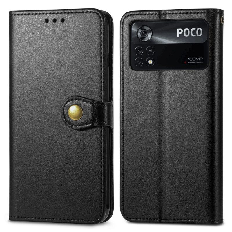 Flip Case Für Poco X4 Pro 5G Vintage Magnetverschluss