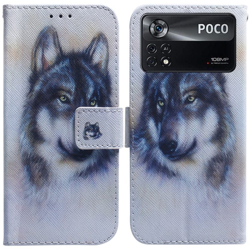 Lederhüllen Für Poco X4 Pro 5G Aquarellhund