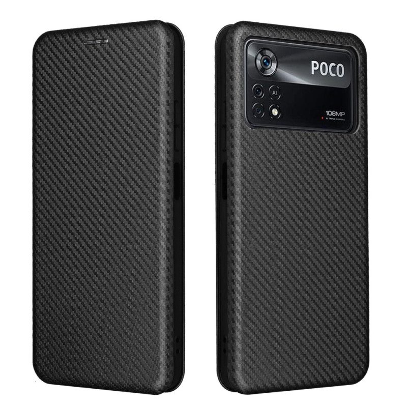 Schutzhülle Für Poco X4 Pro 5G Flip Case Farbige Kohlefaser