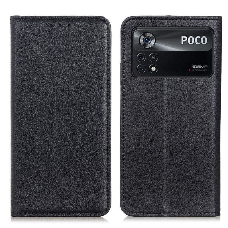 Schutzhülle Für Poco X4 Pro 5G Flip Case Litschi-spaltleder