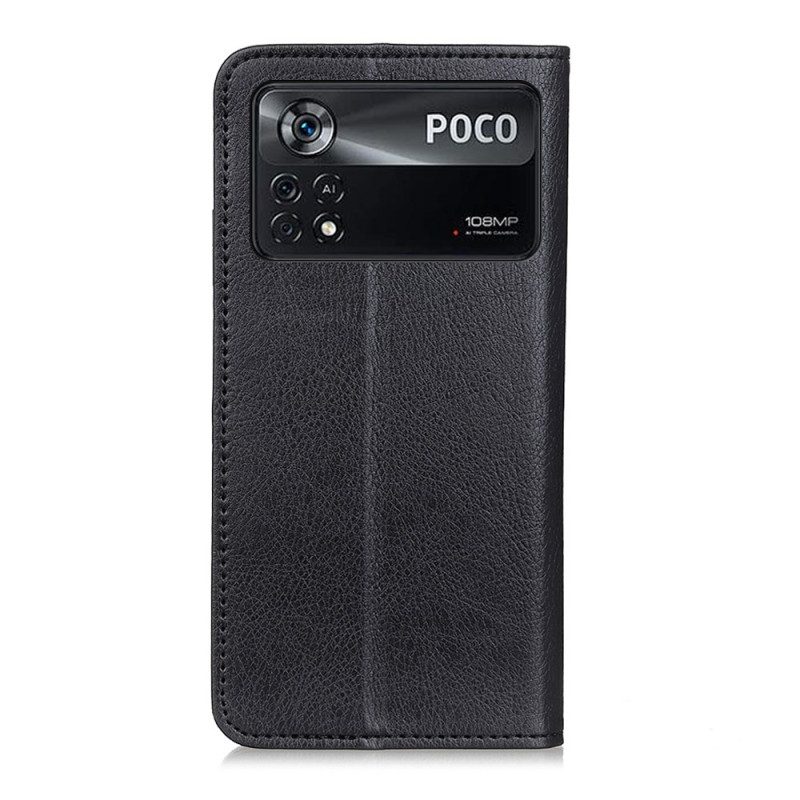 Schutzhülle Für Poco X4 Pro 5G Flip Case Litschi-spaltleder