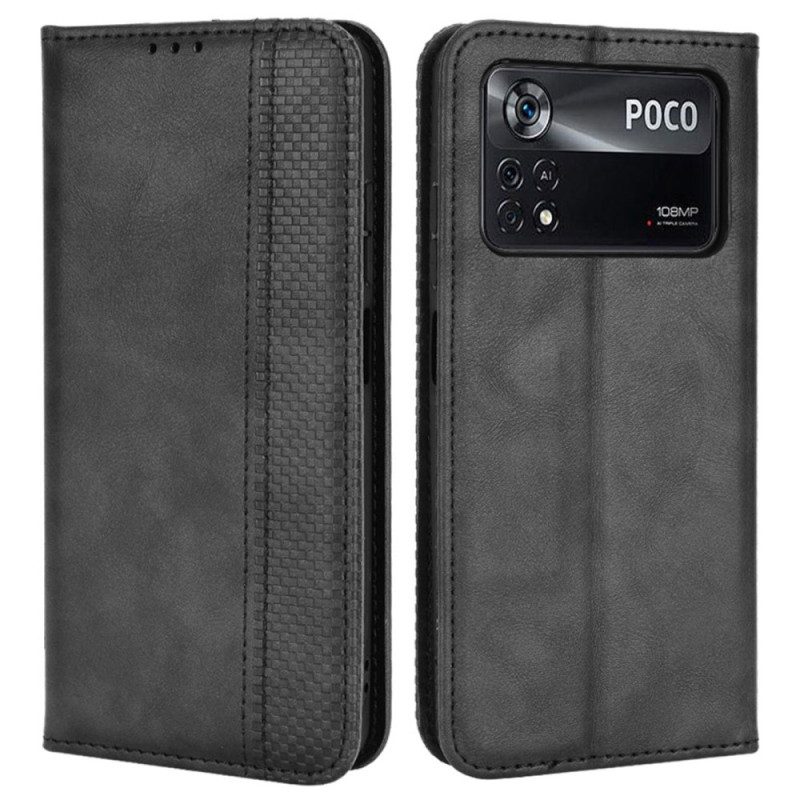 Schutzhülle Für Poco X4 Pro 5G Flip Case Vintage-ledereffekt