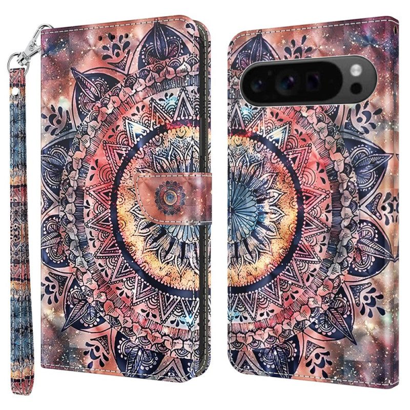 Lederhüllen Google Pixel 9 Buntes Mandala Mit Riemen