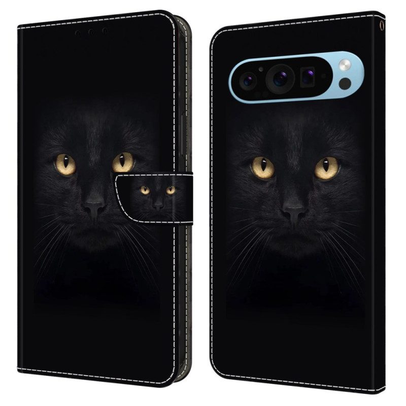 Lederhüllen Google Pixel 9 Handyhülle Schwarze Katze