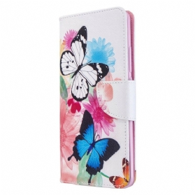 Flip Case Für Xiaomi Mi Note 10 / 10 Pro Bemalte Schmetterlinge Und Blumen