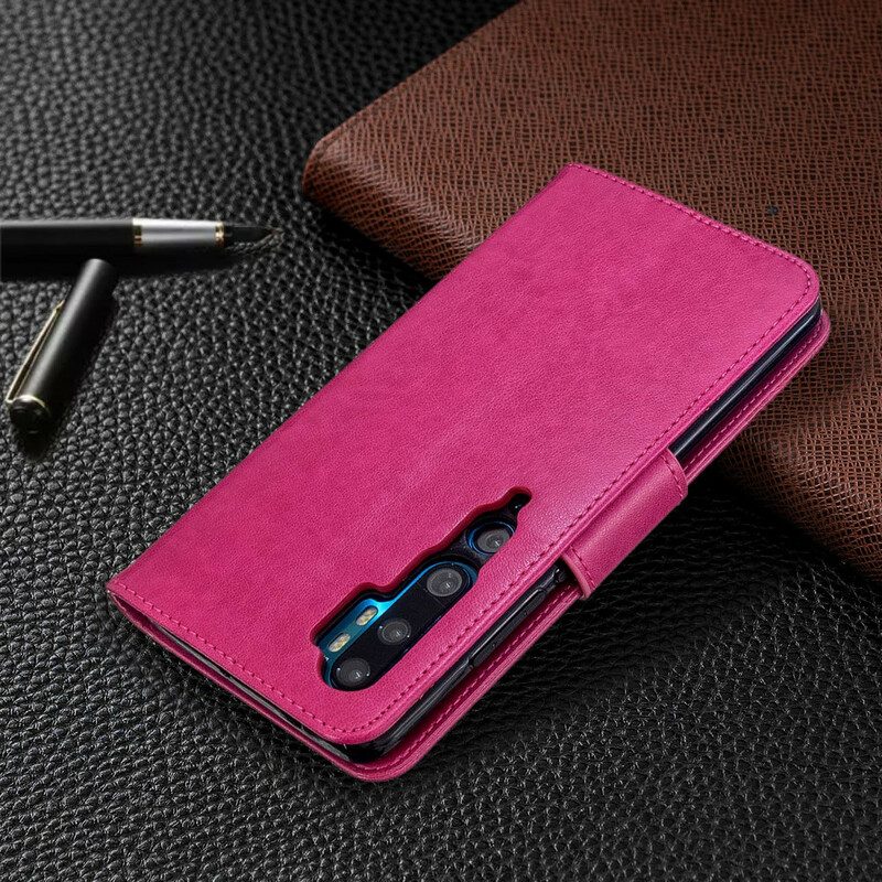 Flip Case Für Xiaomi Mi Note 10 / 10 Pro Mit Kordel Riemchen Mit Schmetterlingen-print