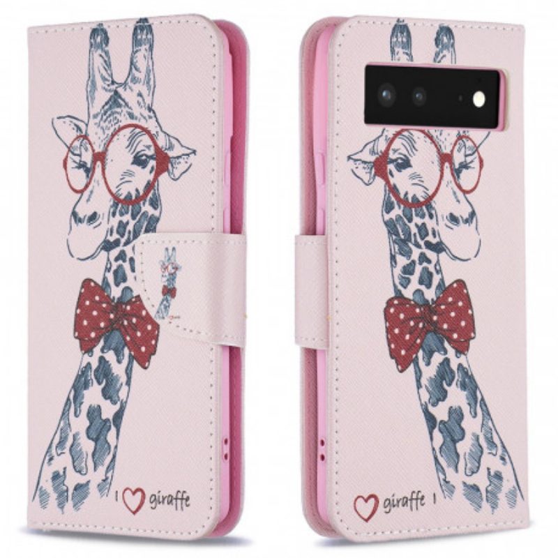 Flip Case Für Google Pixel 6 Kluge Giraffe