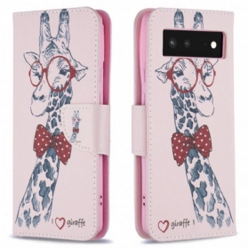 Flip Case Für Google Pixel 6 Kluge Giraffe